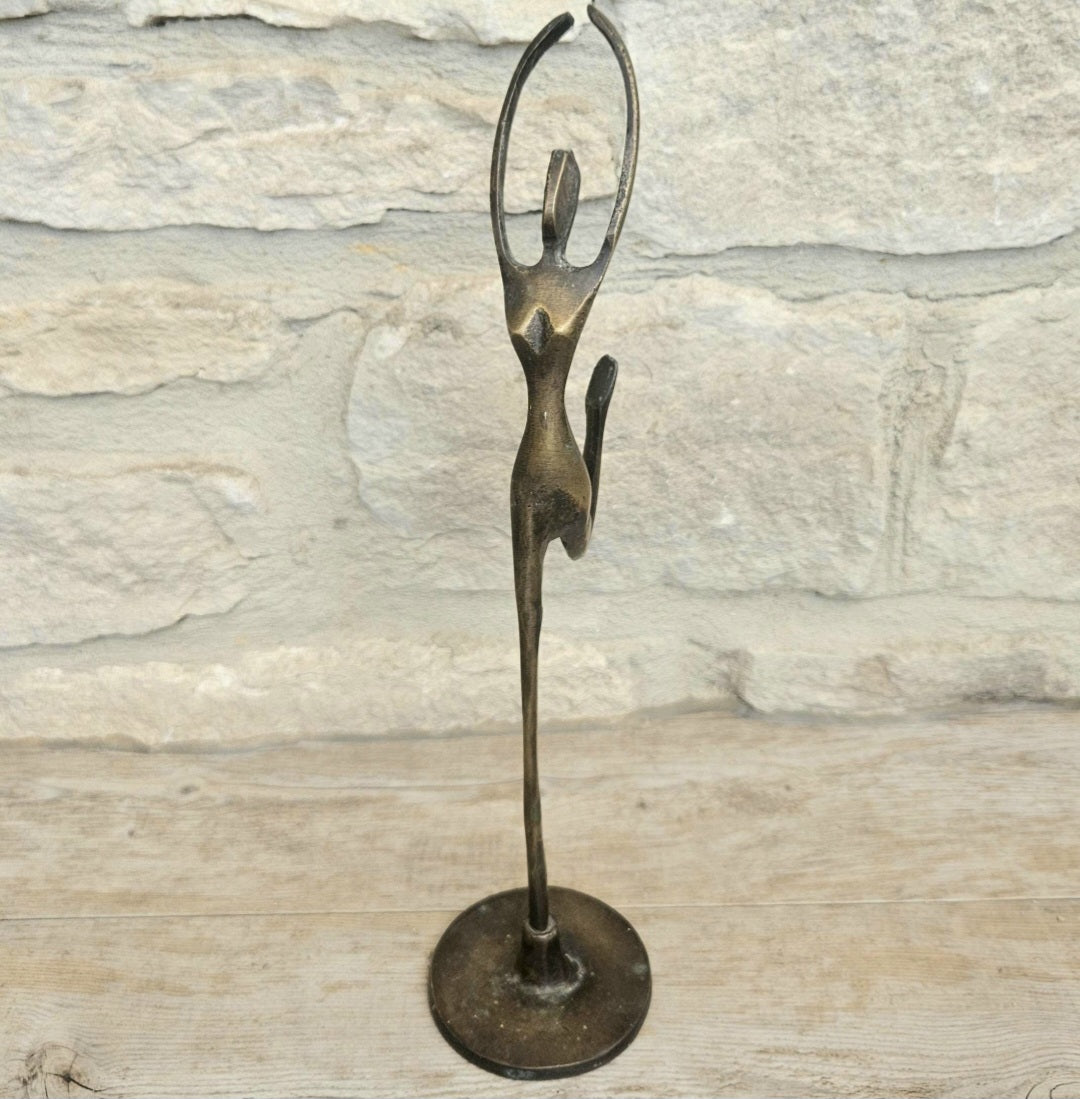 Vintage Metal Modernist Dancer Ballerina Woman Statue Figurine Sculpture Art 30cm Tall
