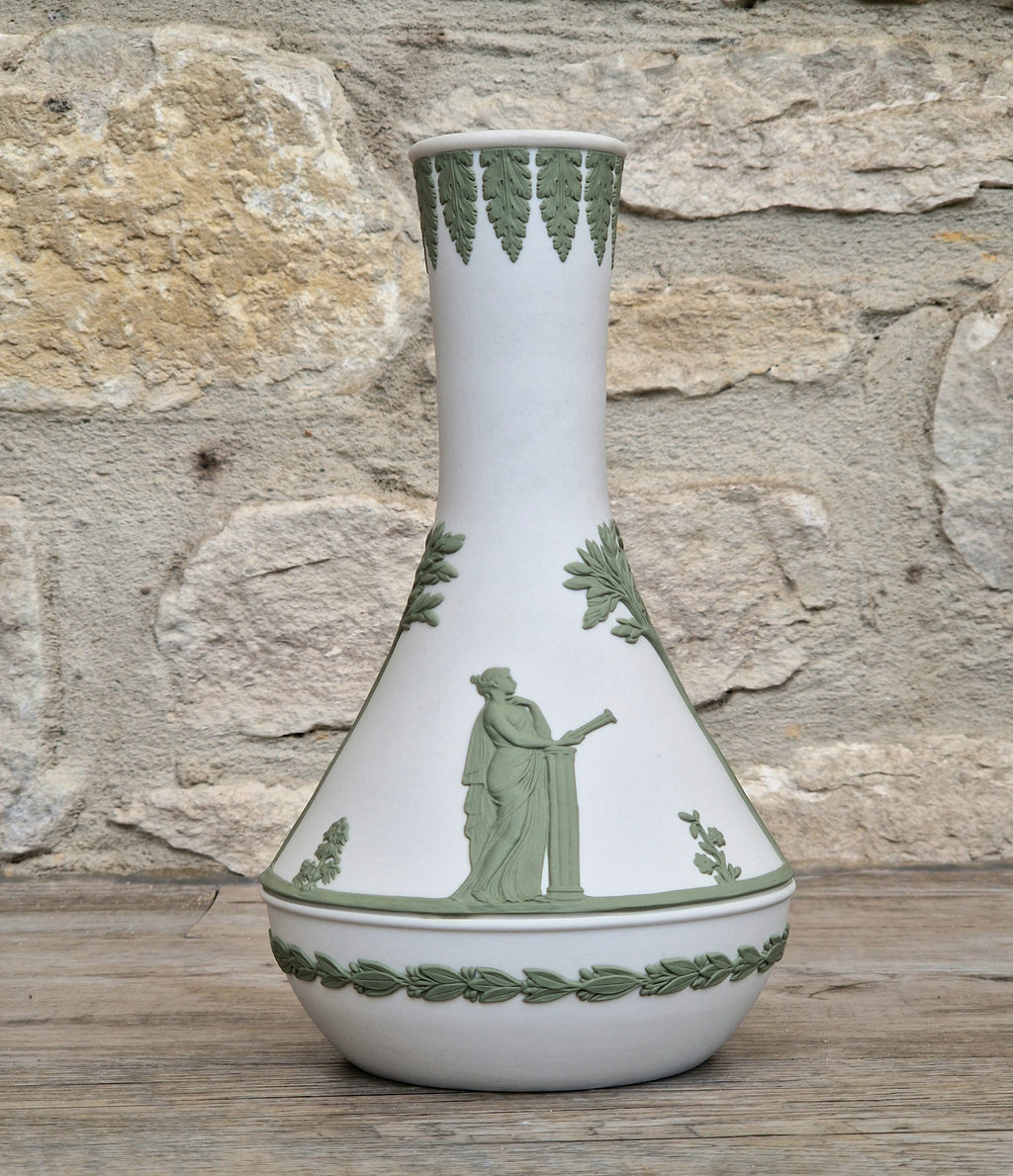 Vintage Wedgwood Jasperware Sage on White Parnassus Vase