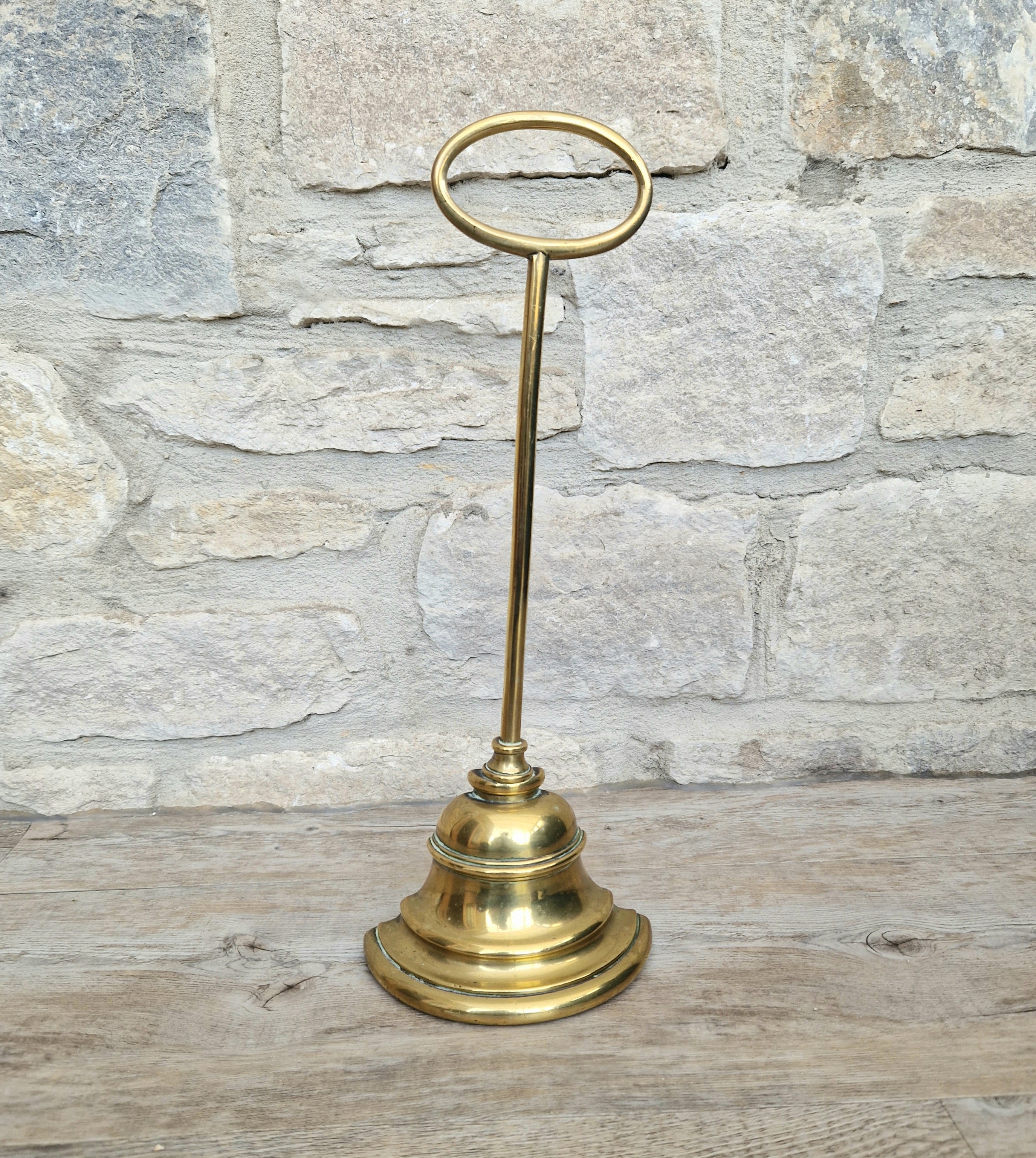 Antique English 19th Century Stepped Half-Bell Cast Brass Door Porter Door Stop