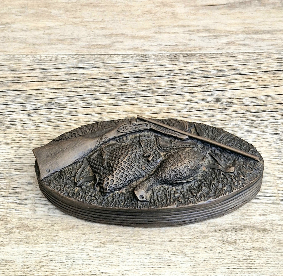 David Hughes Cold Cast Resin Paperweight Hunting Apparel Bag & Pheasant Collectors Desk Ornament.