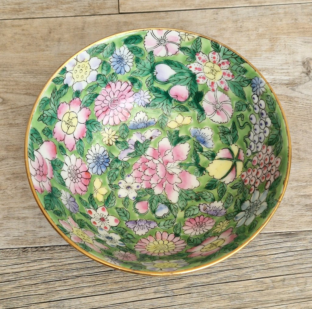 Chinese Republic Period 'Mille Fleur' Porcelain Bowl All-Over Hand-Painted Famille Rose 6" Decorative Bowl