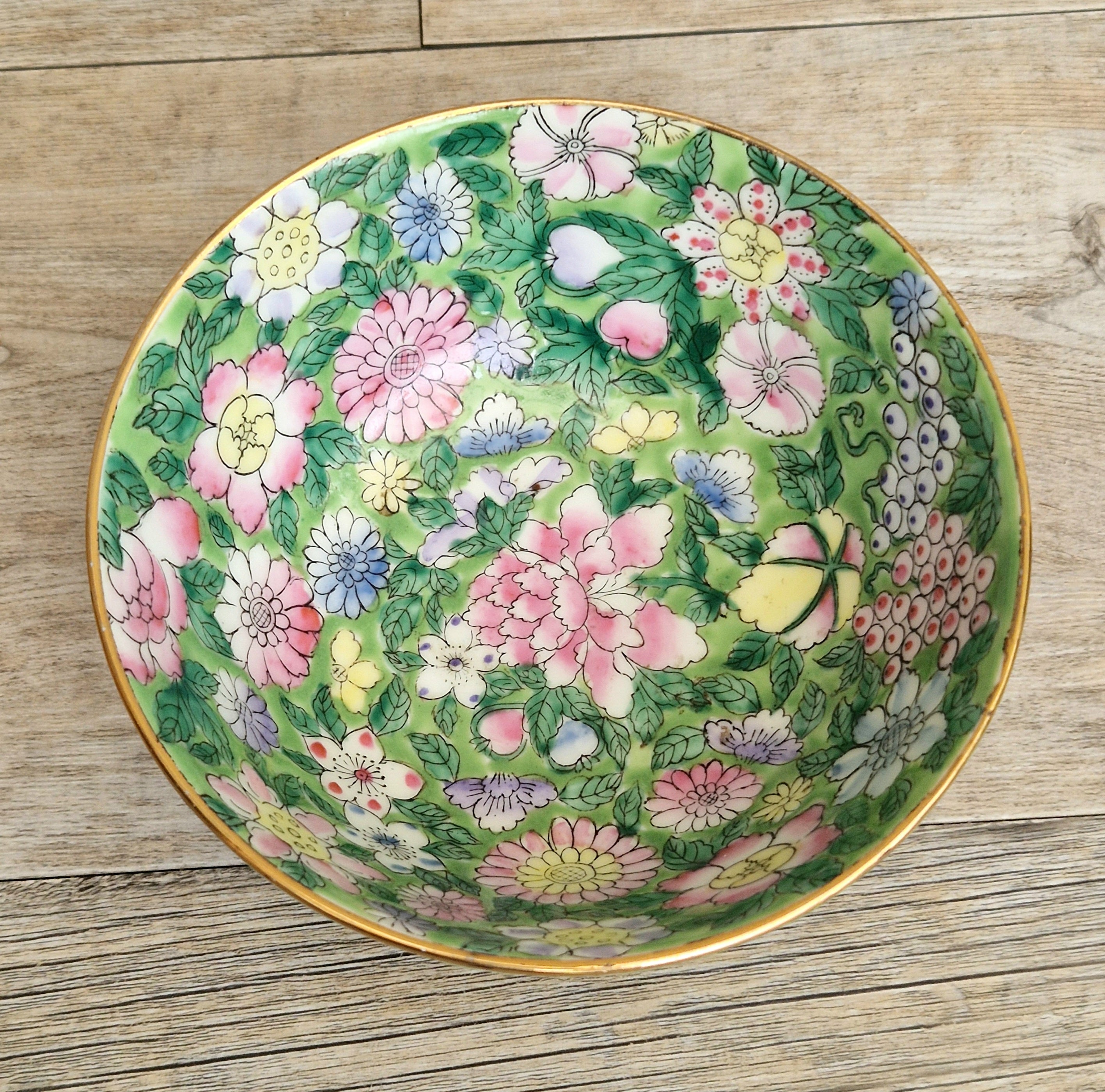 Chinese Republic Period 'Mille Fleur' Porcelain Bowl All-Over Hand-Painted Famille Rose 6" Decorative Bowl
