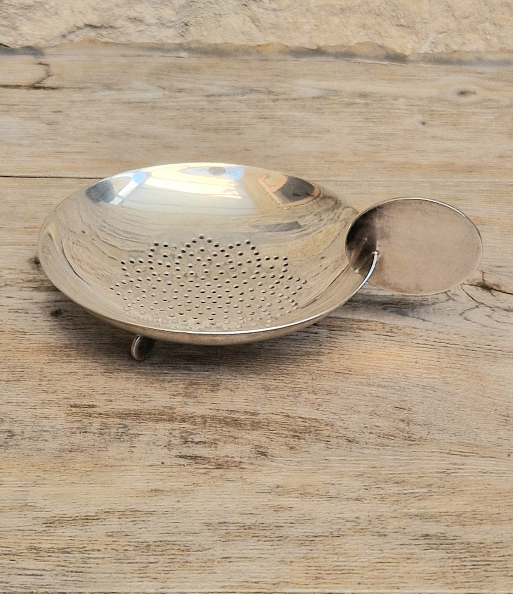 Art Deco Disc Motif Silver Plated Over Cup Tea Strainer/Lemon Strainer Sola