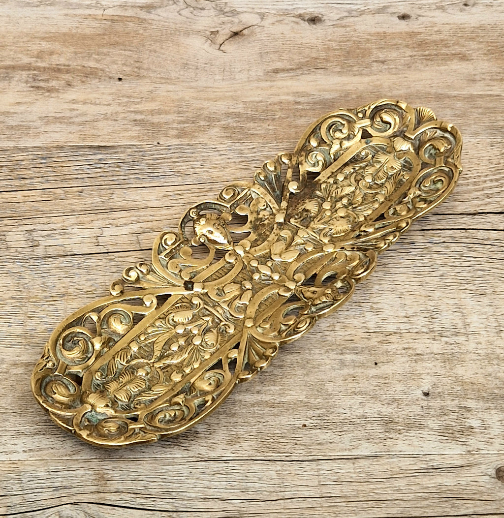 Antique Renaissance Revival Cast Brass Pen Tray