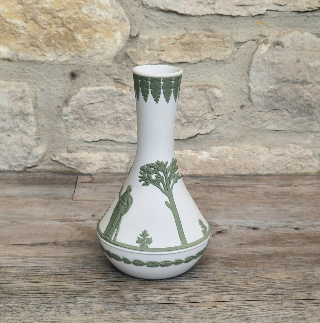 Vintage Wedgwood Jasperware Sage on White Parnassus Vase