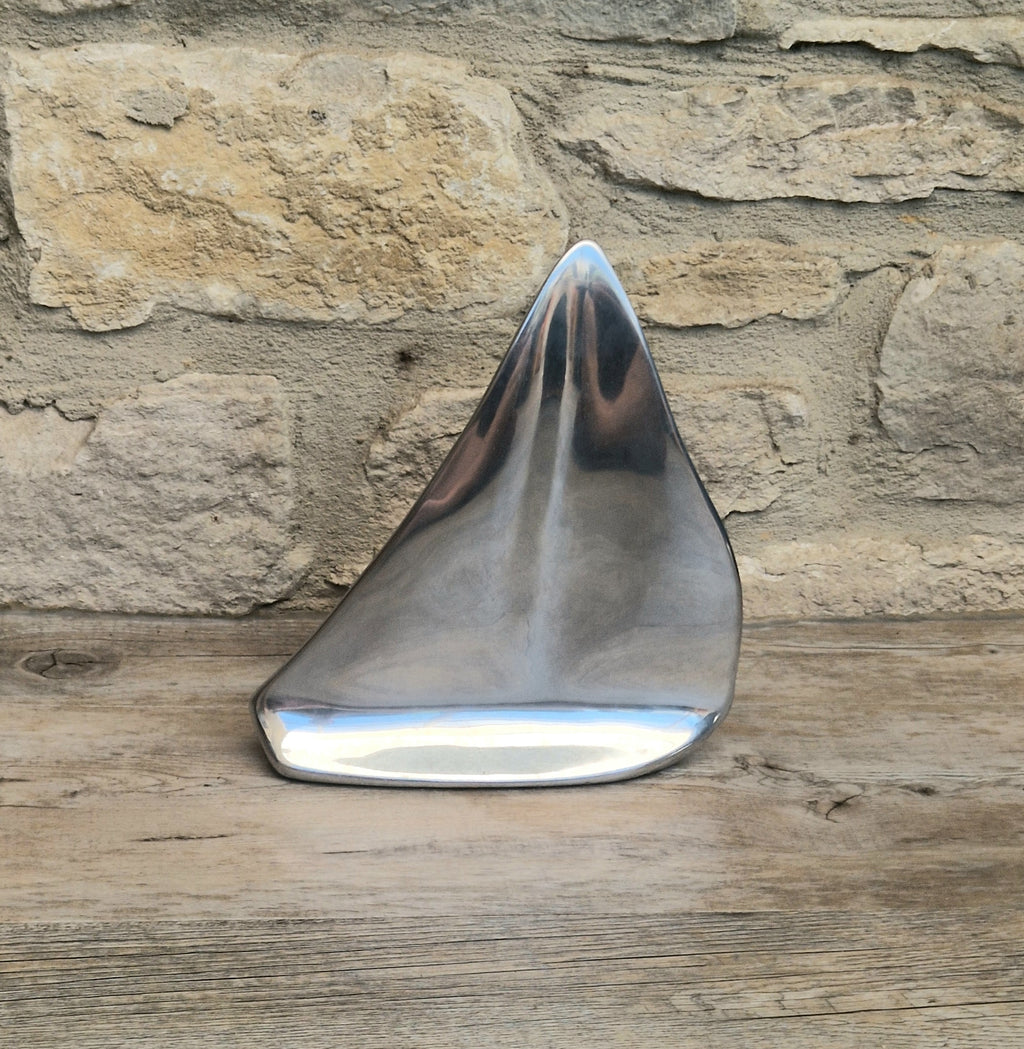 Vintage Hoselton Sailboat Stylised Aluminium Sculpture Signed Minimalist Nautical Decor