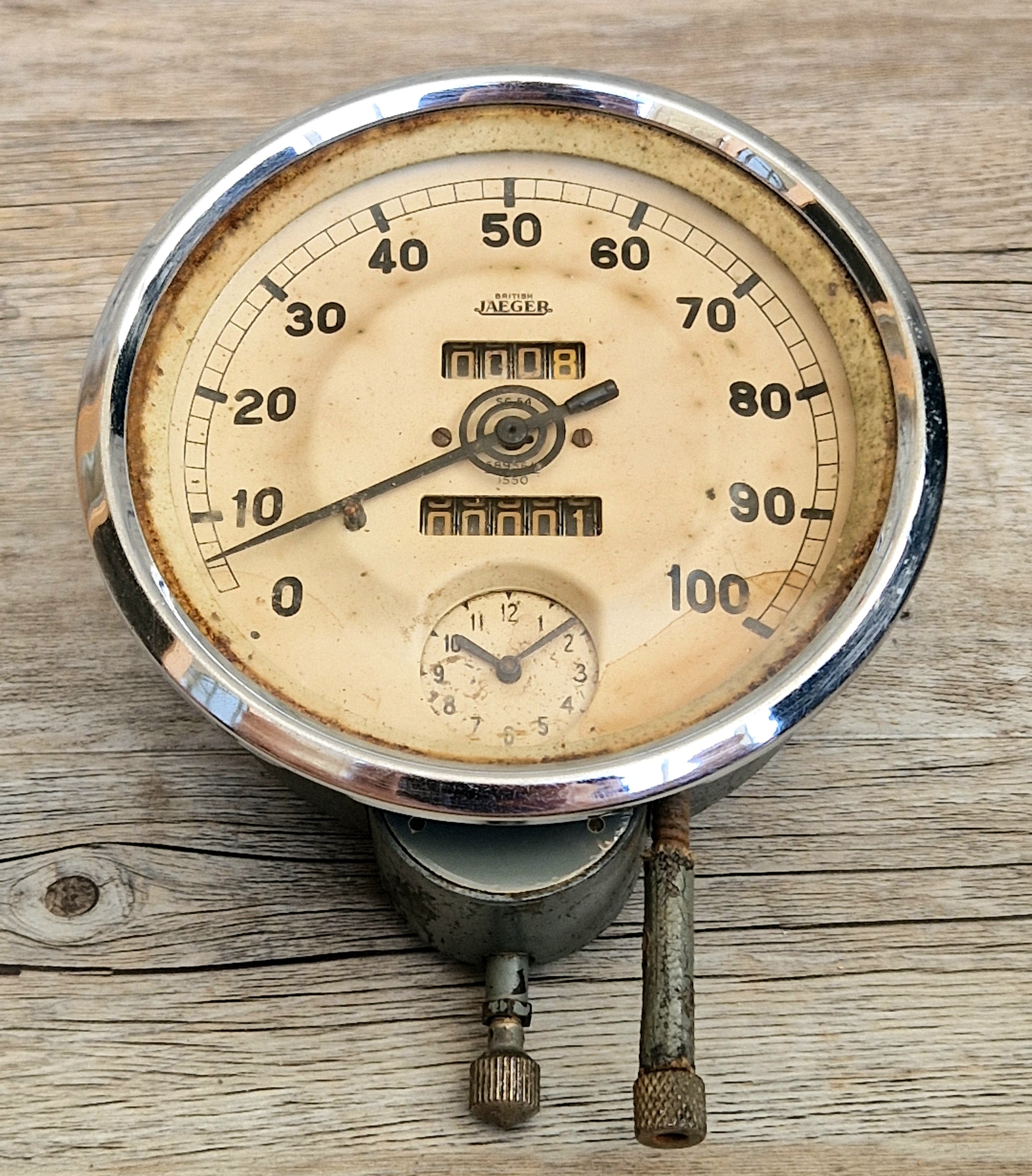 British Jaeger SC54 Sports Model Car Speedometer Clock Dashmount Vintage Pre-war Speedometer