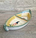 Vintage Henriot Quimper Faience Ceramic Boat Shape Divided Serving Dish