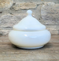 Large French Art Deco White Opaline Glass Bonbonniere Lidded Candy Dish Jar 1930s