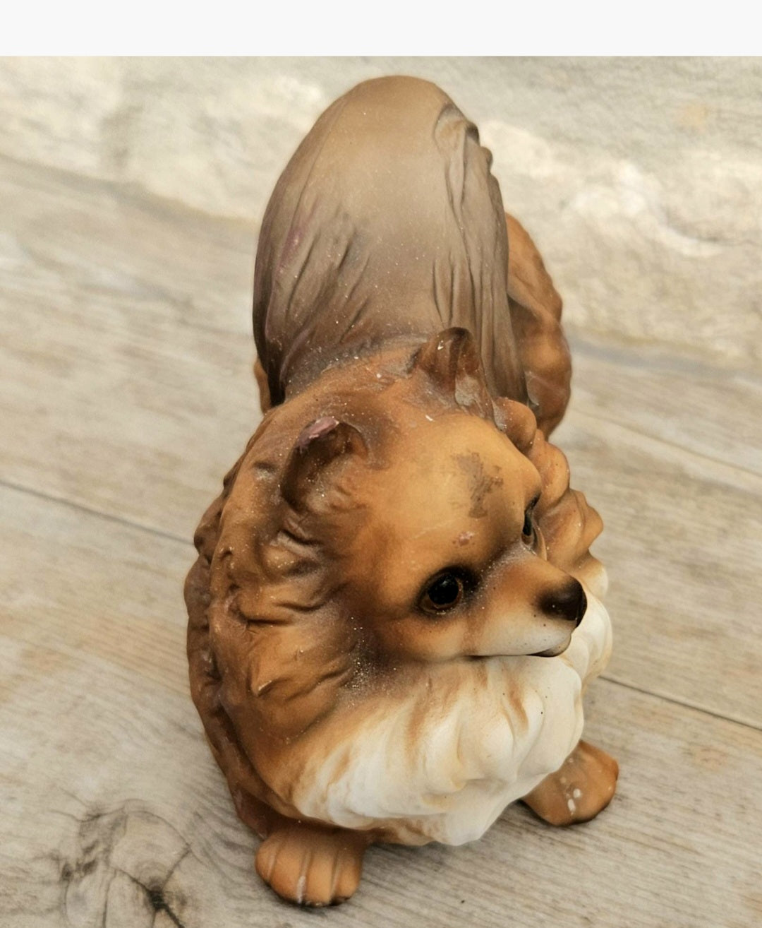 Vintage Ceramic Pomeranian Dog Ornament Figure Harvey Knox 8cm X 8cm