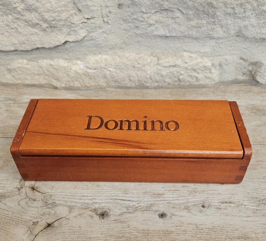 Vintage White Dominoes Set in Wooden Box Rustic Classic Game Gift