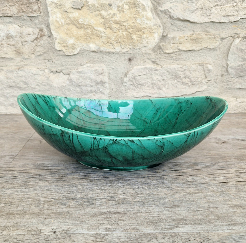 Very Rare Antique 1883 Wedgwood Malachite Glaze Large Centrepiece Fruitbowl 32cm x 22cm
