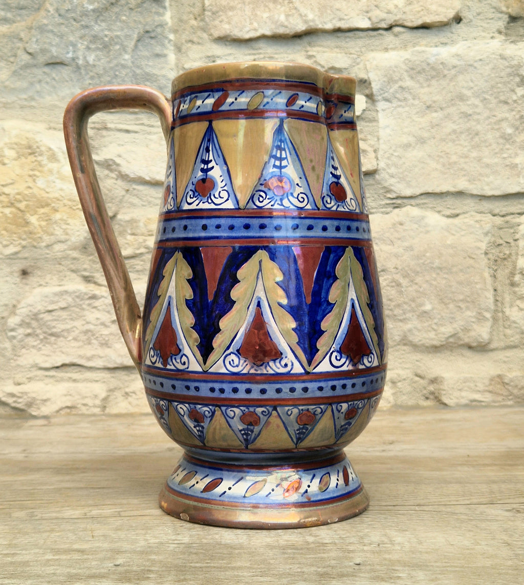Art Deco Alberto Rubboli Italian Majolica Pitcher Jug Gualdo Tadino Italy Antique 1920