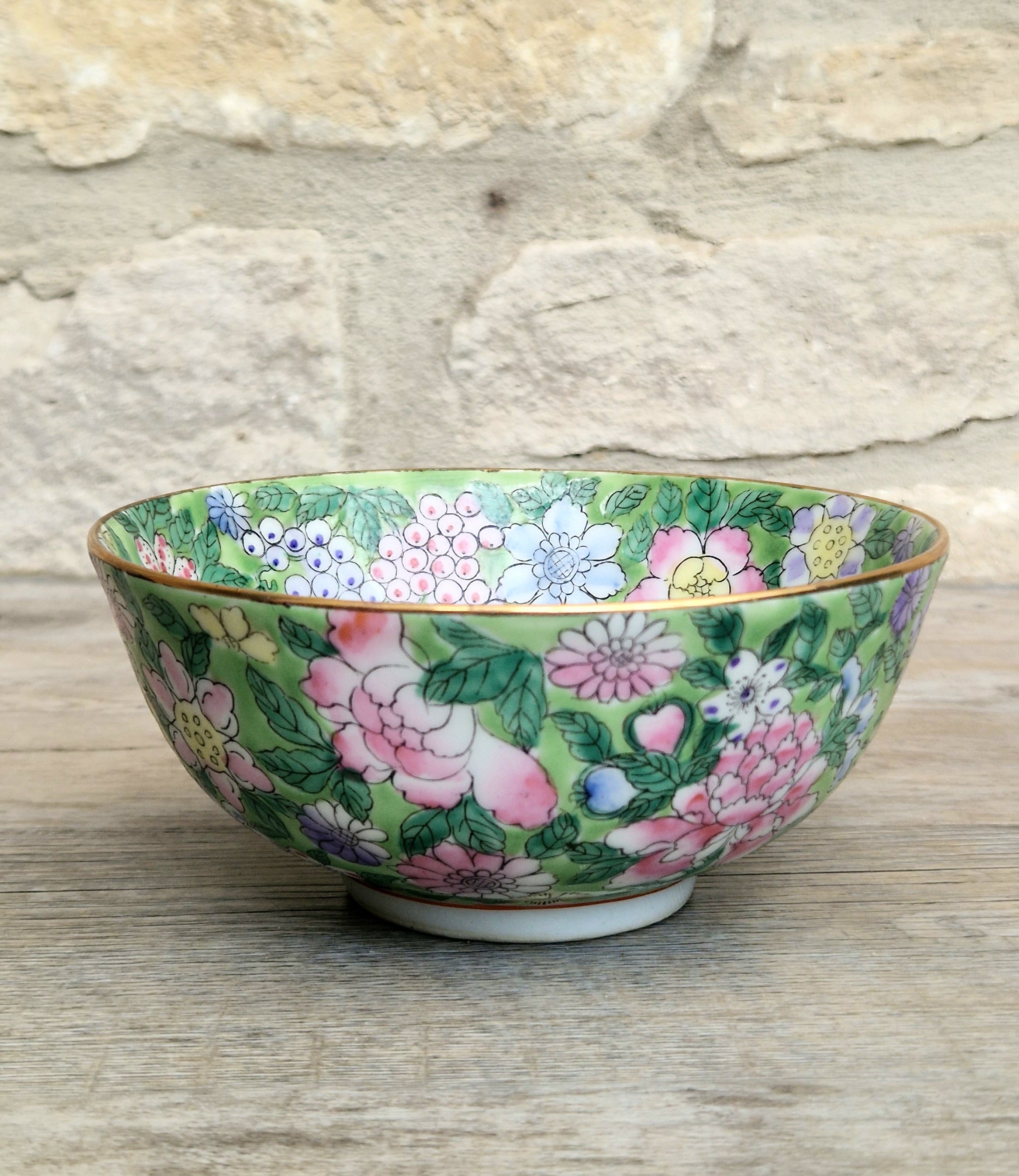 Chinese Republic Period 'Mille Fleur' Porcelain Bowl All-Over Hand-Painted Famille Rose 6" Decorative Bowl