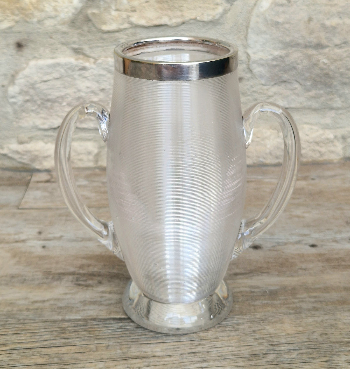 Antique Victorian Stevens & Williams Threaded Glass Twin Handled Vessel c.1900
