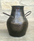 18th Century Hammered Bronze Cauldron Pot Wrought Iron Handles Historic Repair Antique Kitchenalia Vessel