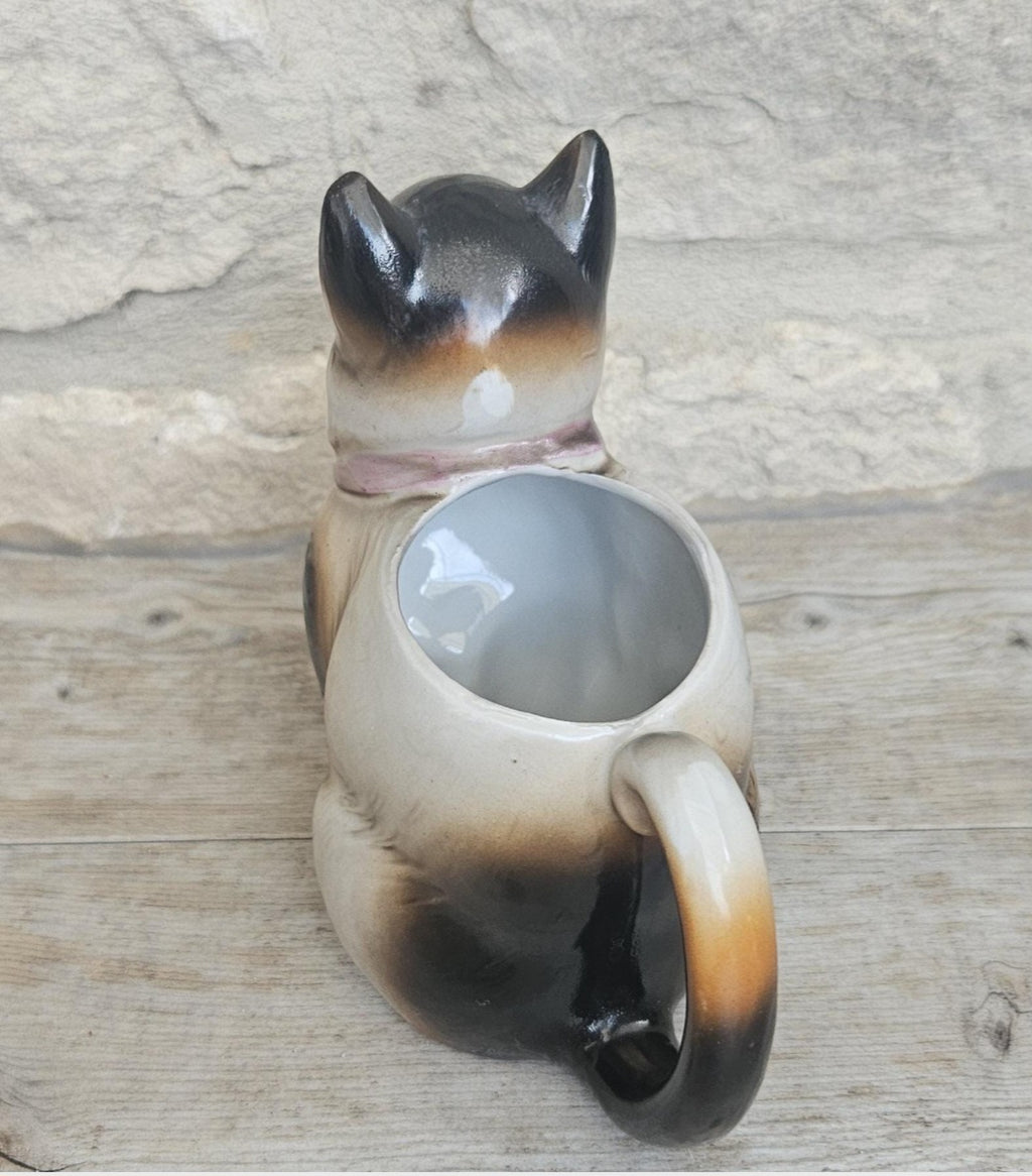 Antique Cat Creamer Jug Schafer & Vater German Porcelain Whimsical Collectible