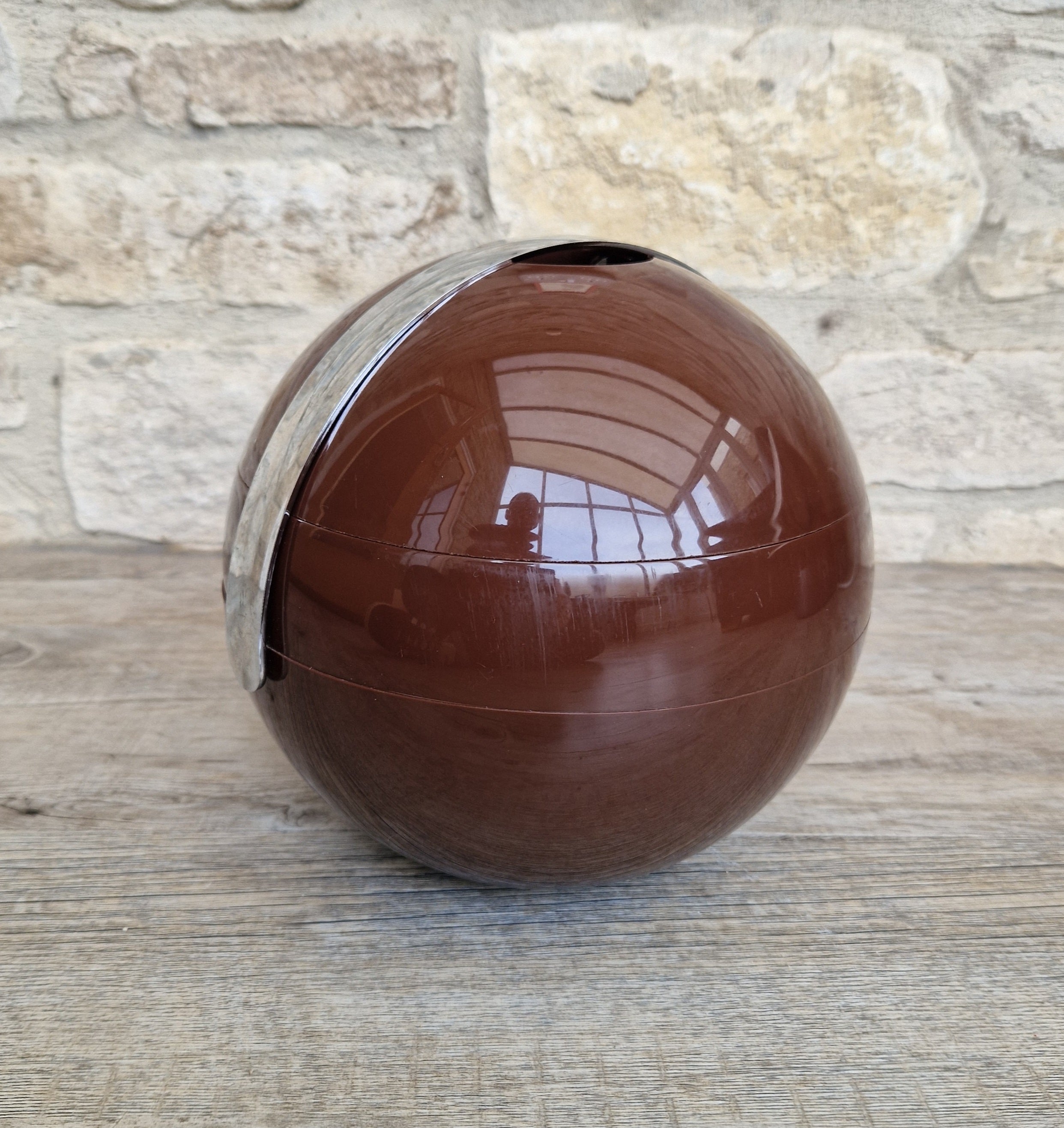 Vintage Guzzini Deep Brown Stella Ice Bucket Designed by Paolo Tilche 1970s