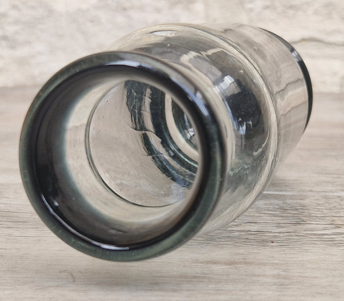 Rare Antique Regency Apothecary Jar c. 1800-1830 English Heavy Lead Crystal Specimen Glass with Fused Inky Blue-Black Rim & Foot
