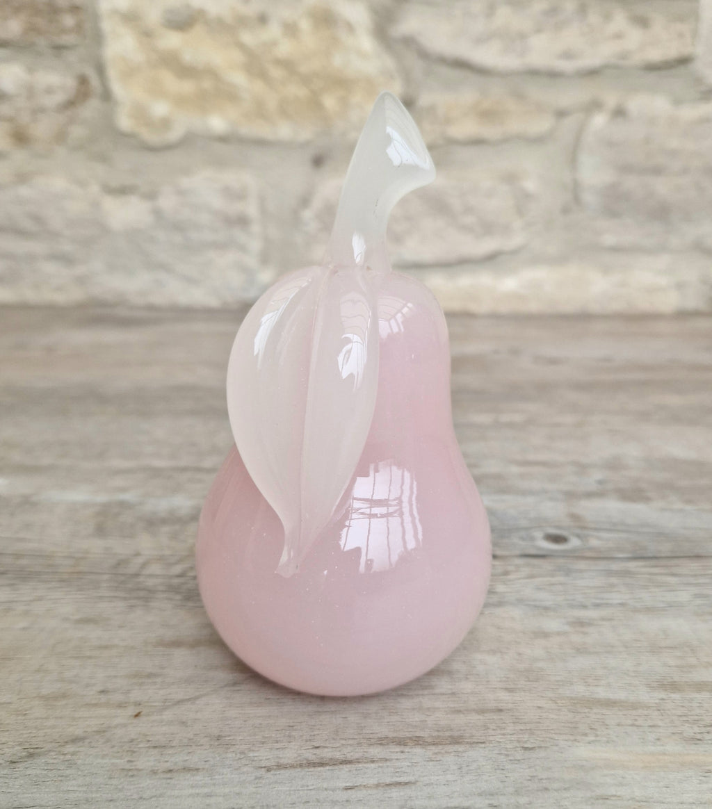 Pink Murano Glass Pear Ornament Archimede Seguso Alabastro Opaline 1950's Vintage Rare