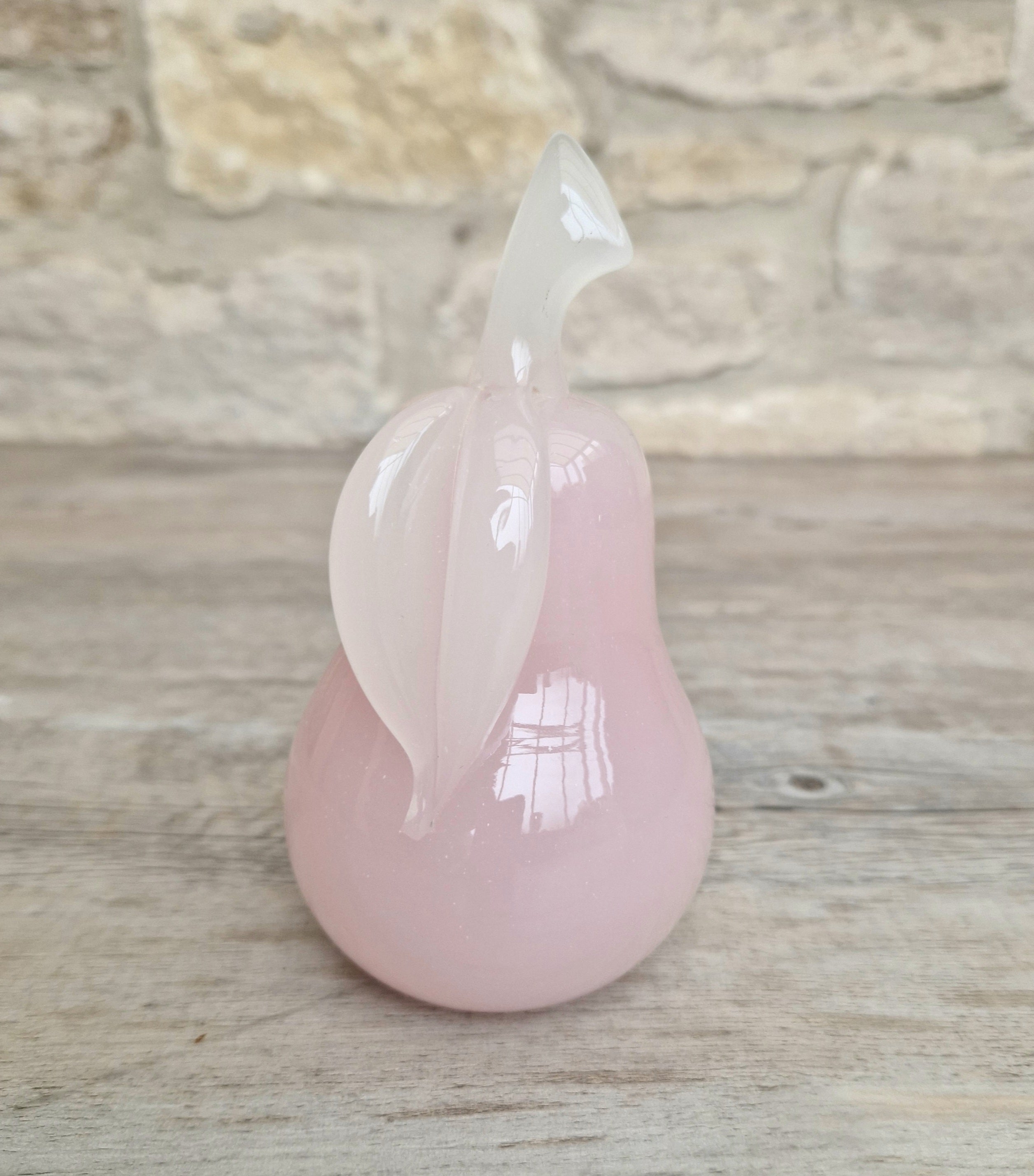 Pink Murano Glass Pear Ornament Archimede Seguso Alabastro Opaline 1950's Vintage Rare
