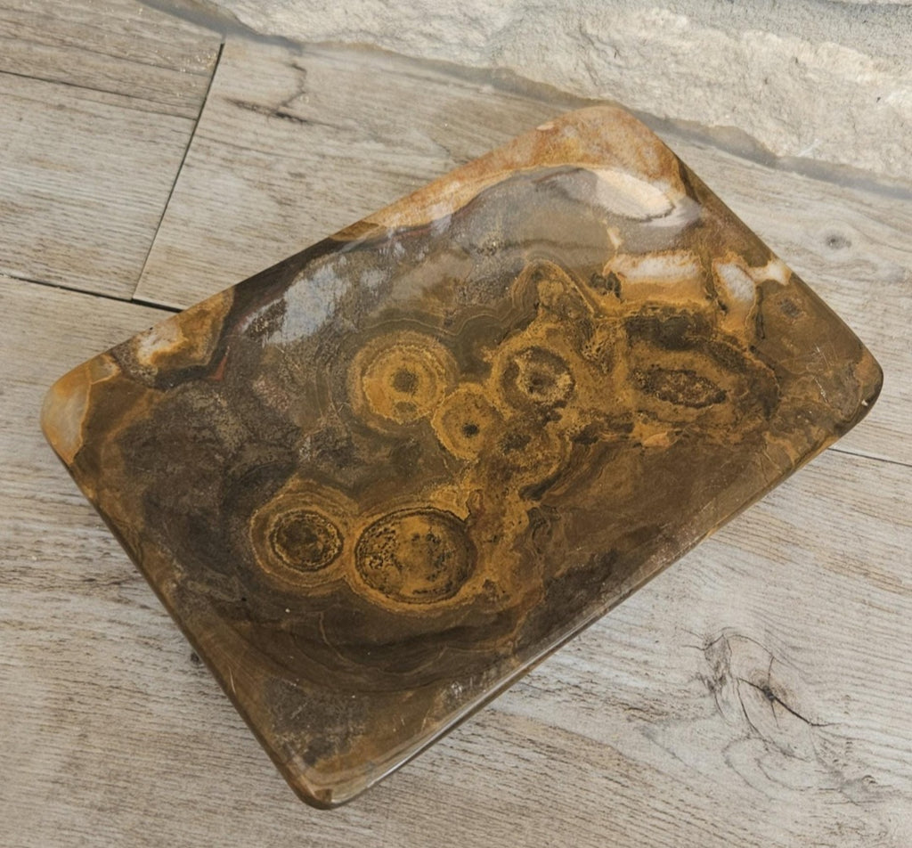 Polished Agate Trinket Dish McM Oblong Coffee Table Decor Catchall Tray 15cm X 10cm