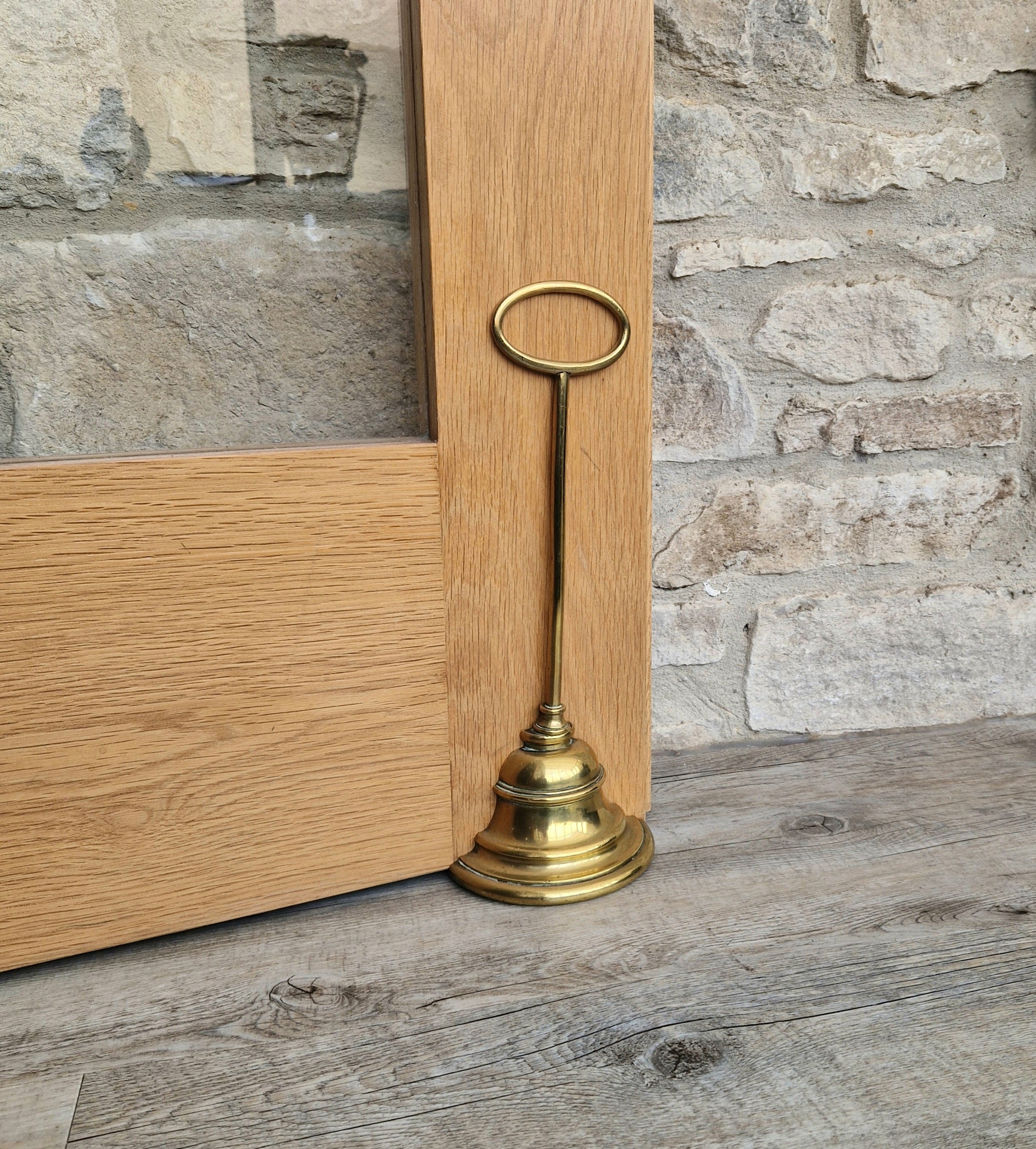 Antique English 19th Century Stepped Half-Bell Cast Brass Door Porter Door Stop