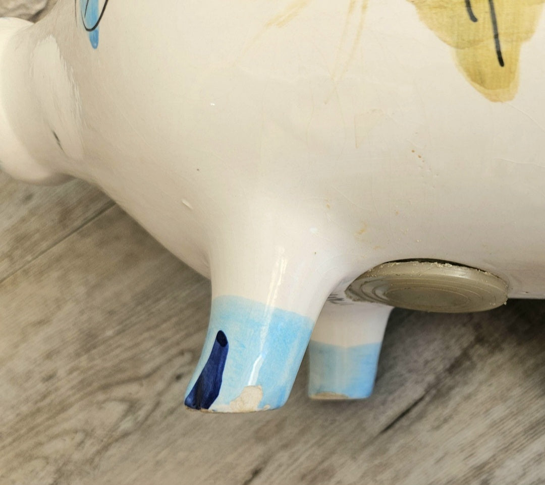 Midcentury Italian Large Pottery Pig Money Box Piggy Bank Decorative Vintage Ceramic.