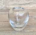 Heavy Mid-Century Clear Hand-Blown Art Glass Ovoid Vase With Polished Frosted Ring Base