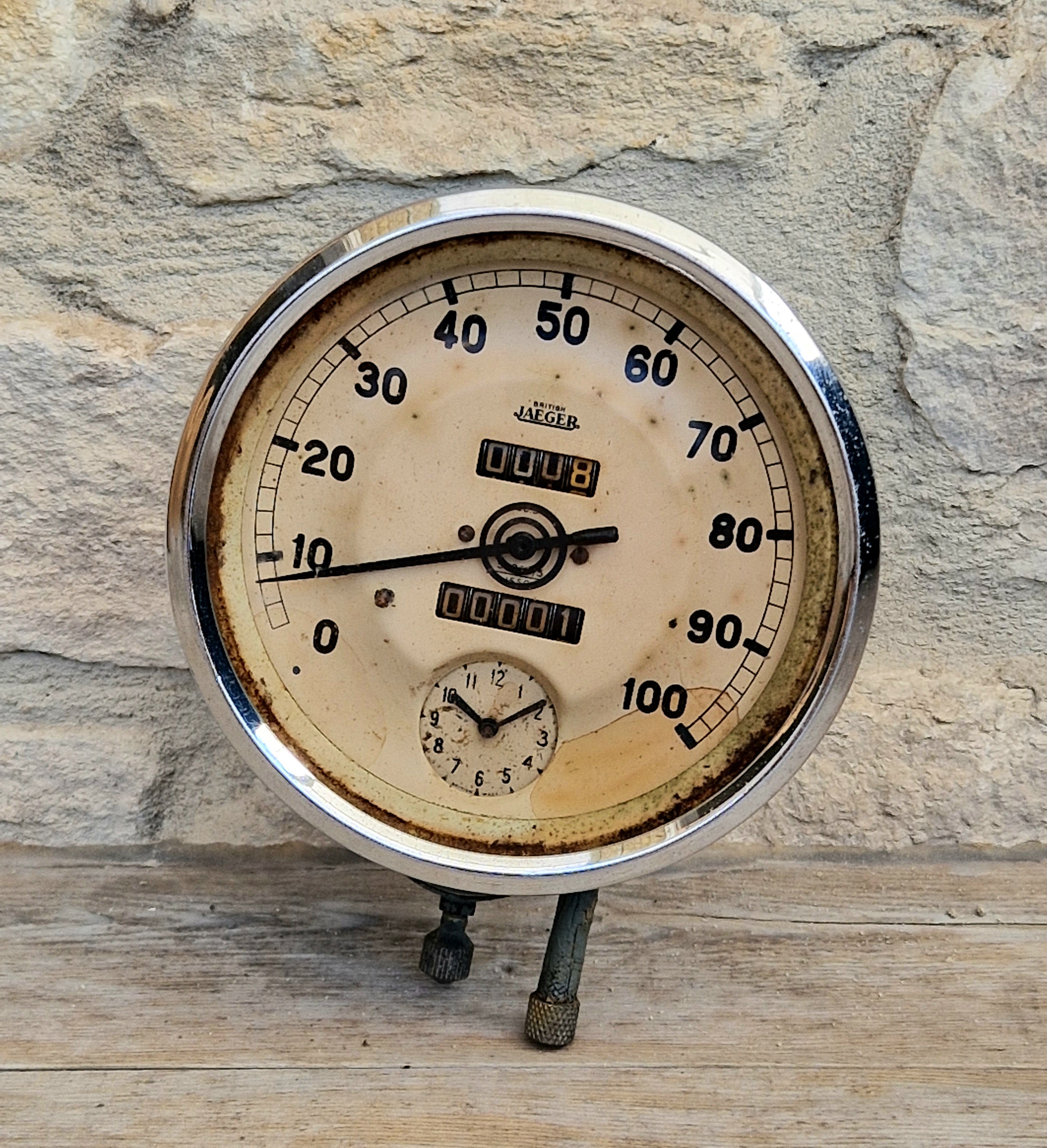 British Jaeger SC54 Sports Model Car Speedometer Clock Dashmount Vintage Pre-war Speedometer