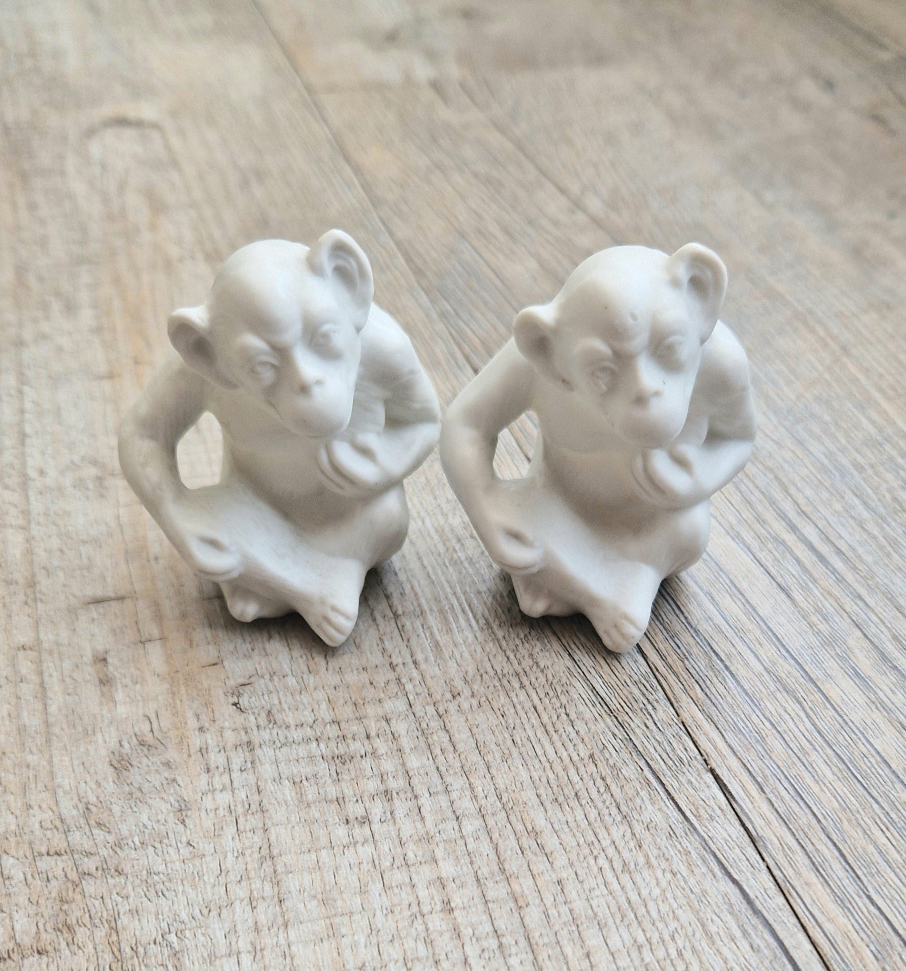 Antique Parian Ware Chimpanzee Match Holders: Stamped Germany 1859