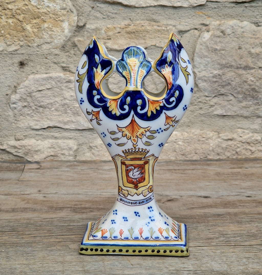 Geo Martel Faience Tulip Vase: Boulogne Sur Mer Art Nouveau Ceramic