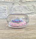 Old English Richardsons Magnum Concentric Millifiore Canes Footed Glass Paperweight
