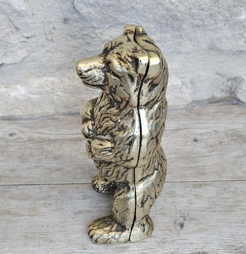 Brass Bear Money Box 15cm Tall Antique Victorian England
