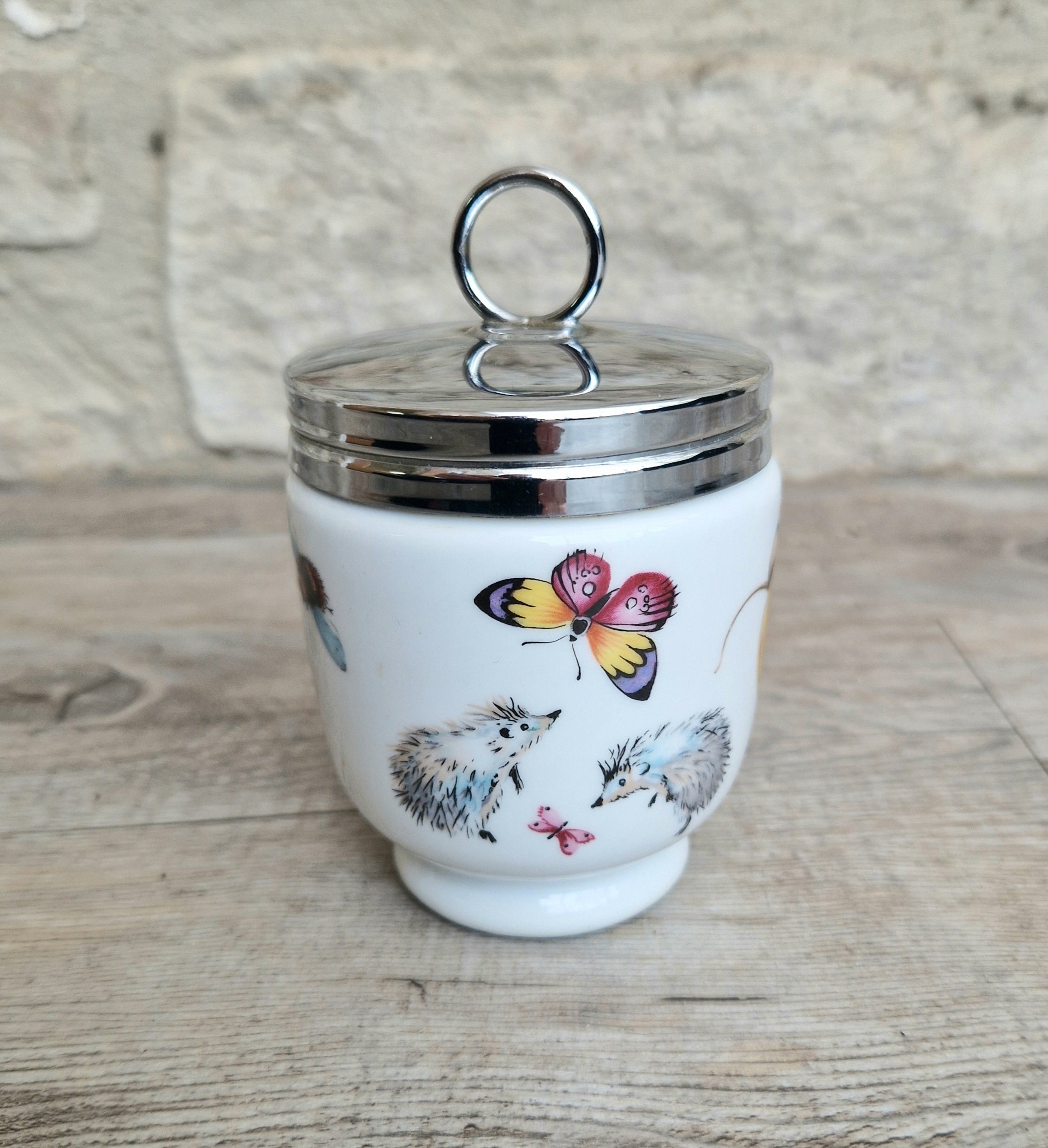 Vintage Royal Worcester Double Egg Coddler A Skipperty Tale Bunny & Bee Made in England