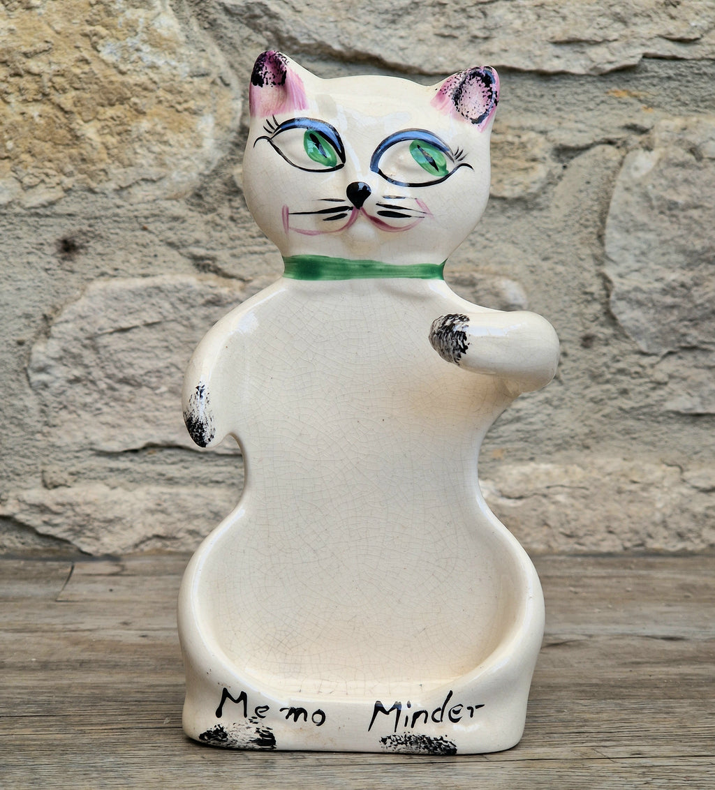 Cat Memo Minder Notepad Holder Midcentury Ceramic Stylised Cat Howard Holt Style