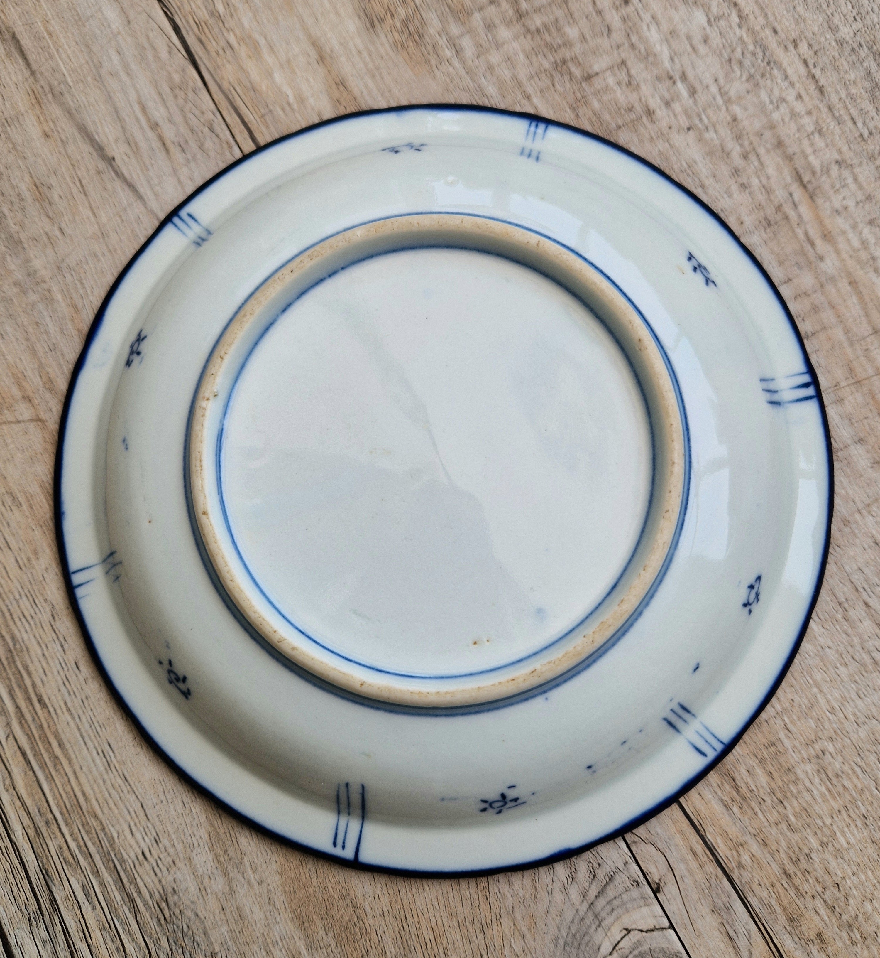 Japanese Ceramic Namasu-Zara Dish Blue & White Arita Edo 'Scholar's Retreat' Kraak Style Rare Antique