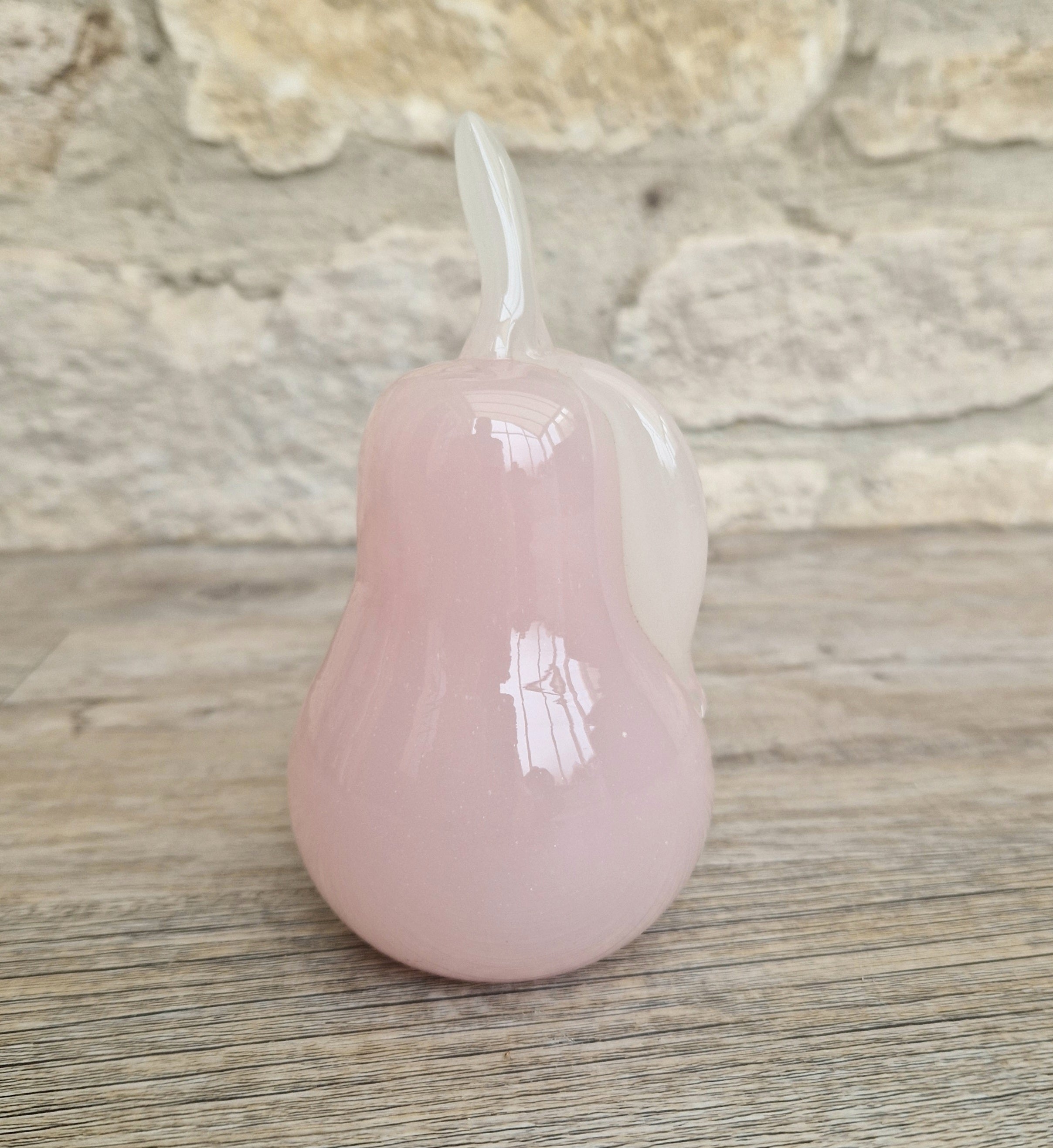 Pink Murano Glass Pear Ornament Archimede Seguso Alabastro Opaline 1950's Vintage Rare