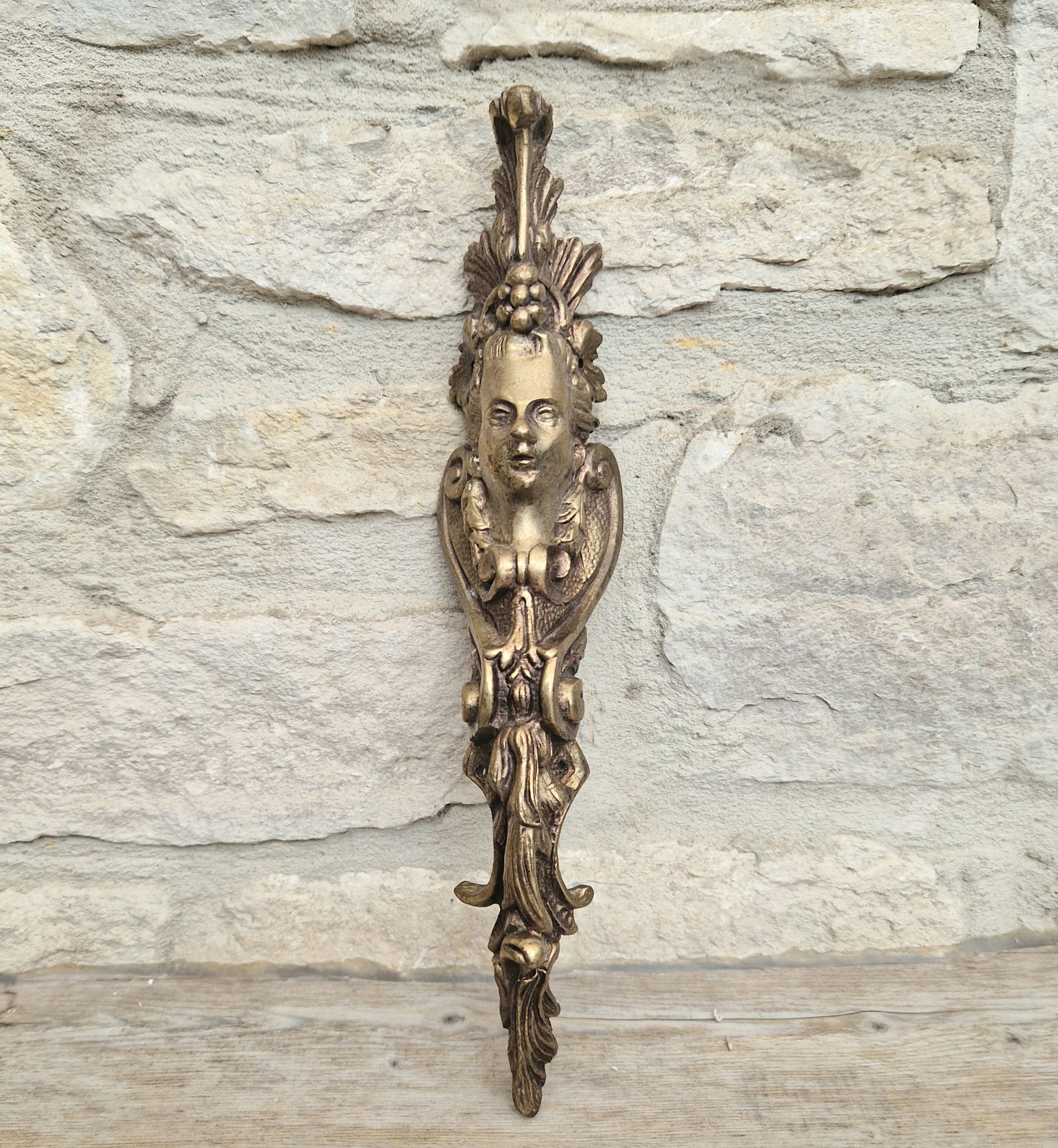 Cast Bronze French Ormalou Decorative Female Figural Antique Furniture Leg Mount Piece Fitting