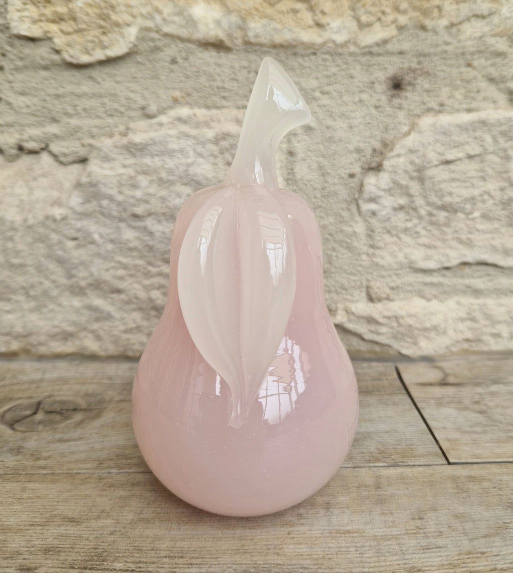 Pink Murano Glass Pear Ornament Archimede Seguso Alabastro Opaline 1950's Vintage Rare