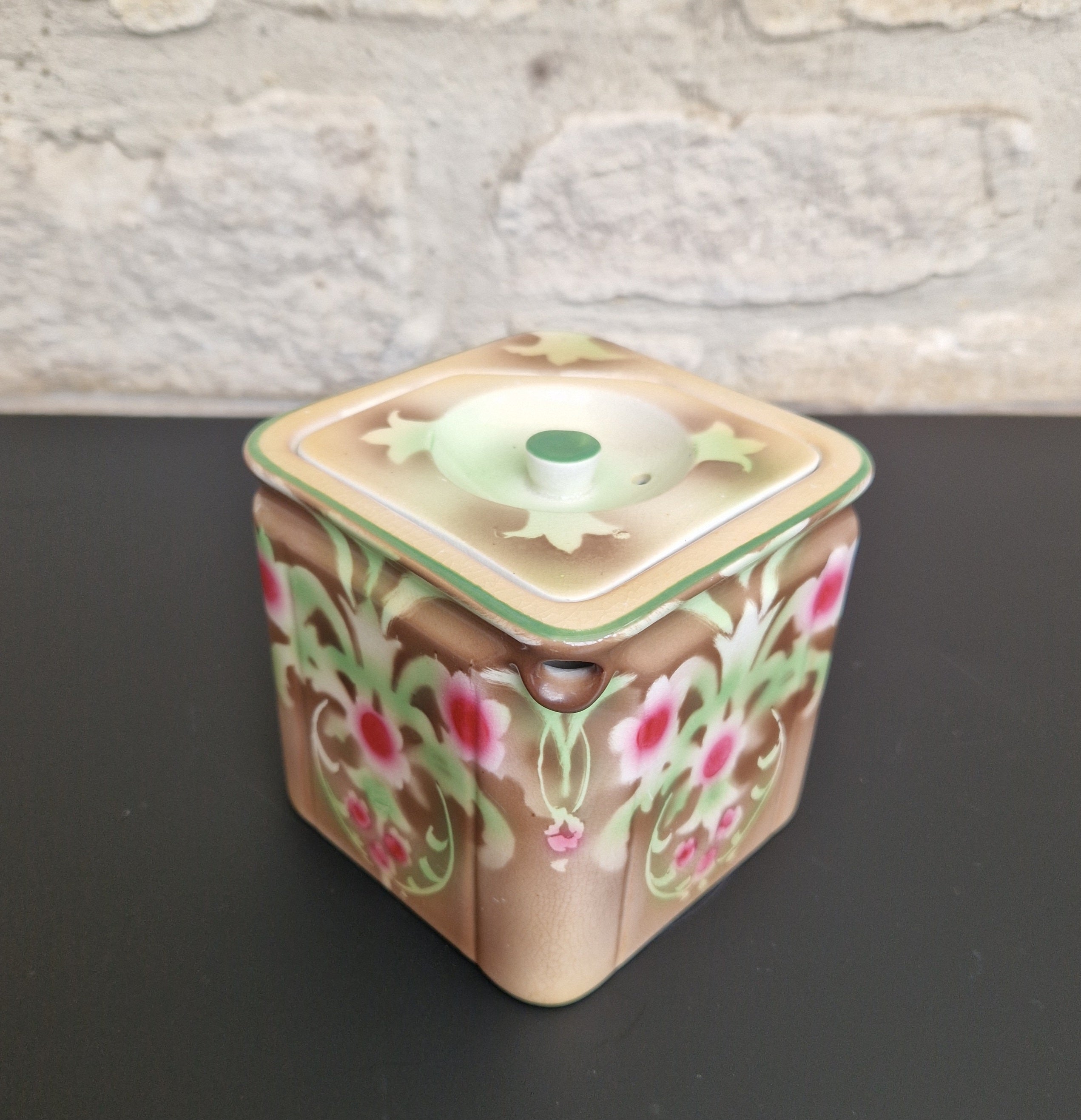 Vintage Art Nouveau Cube Teapot Gibson & Sons Ltd Burslem