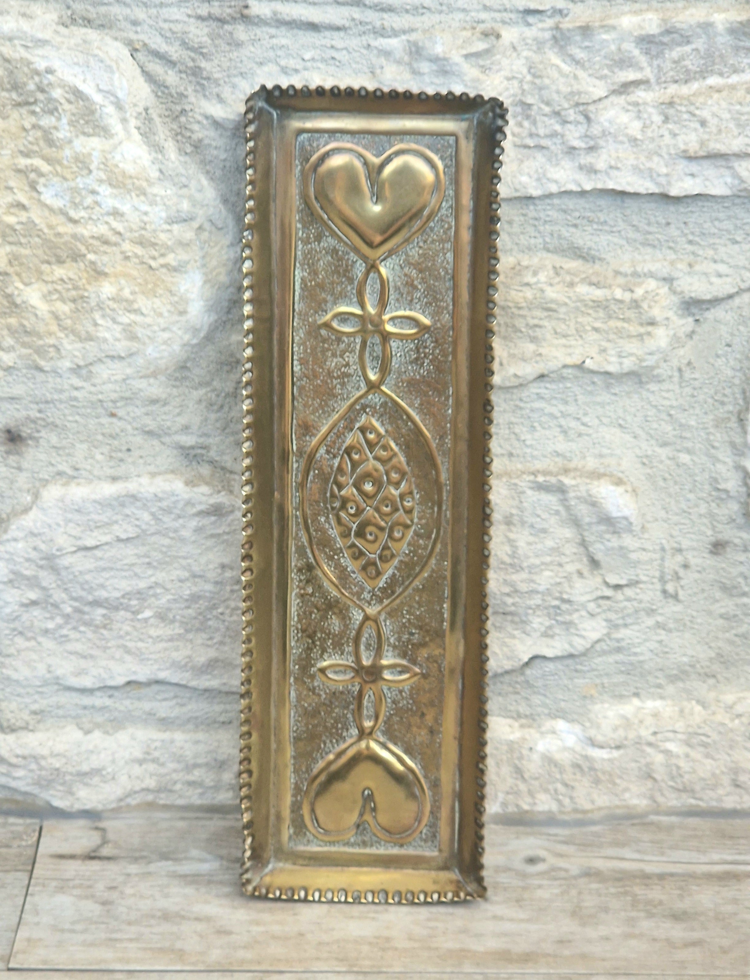 Antique Glasgow School Brass Pen Tray Margaret Gilmour Style Arts & Crafts Art Nouveau Tray