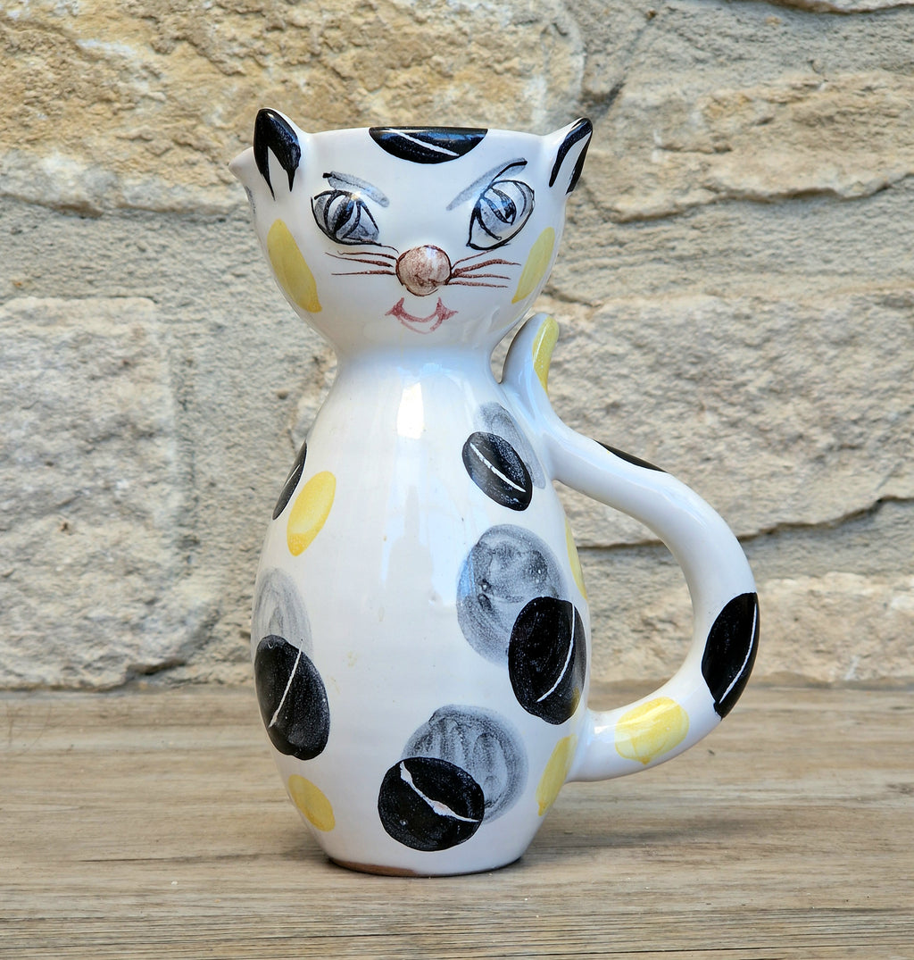Vintage Italian Ceramic Handpainted Cat Jug 15.5cm