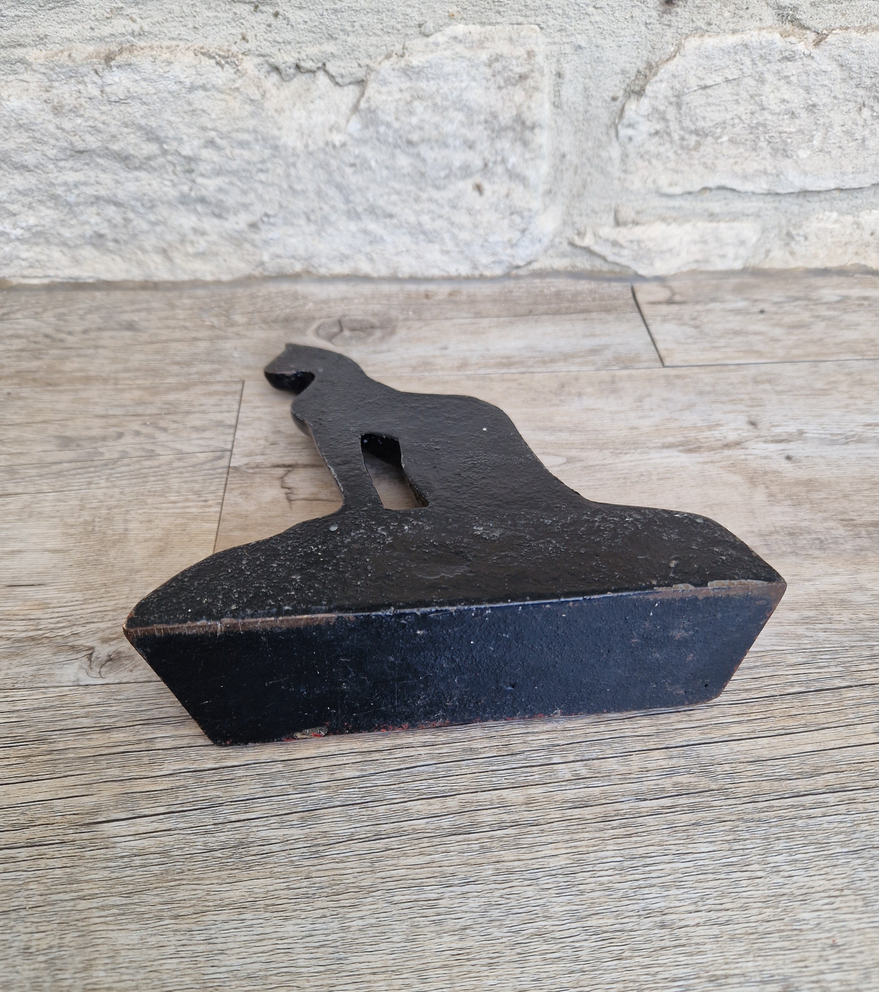 Antique Rare Cast Iron Art Deco Black Sitting Cat Doorstop