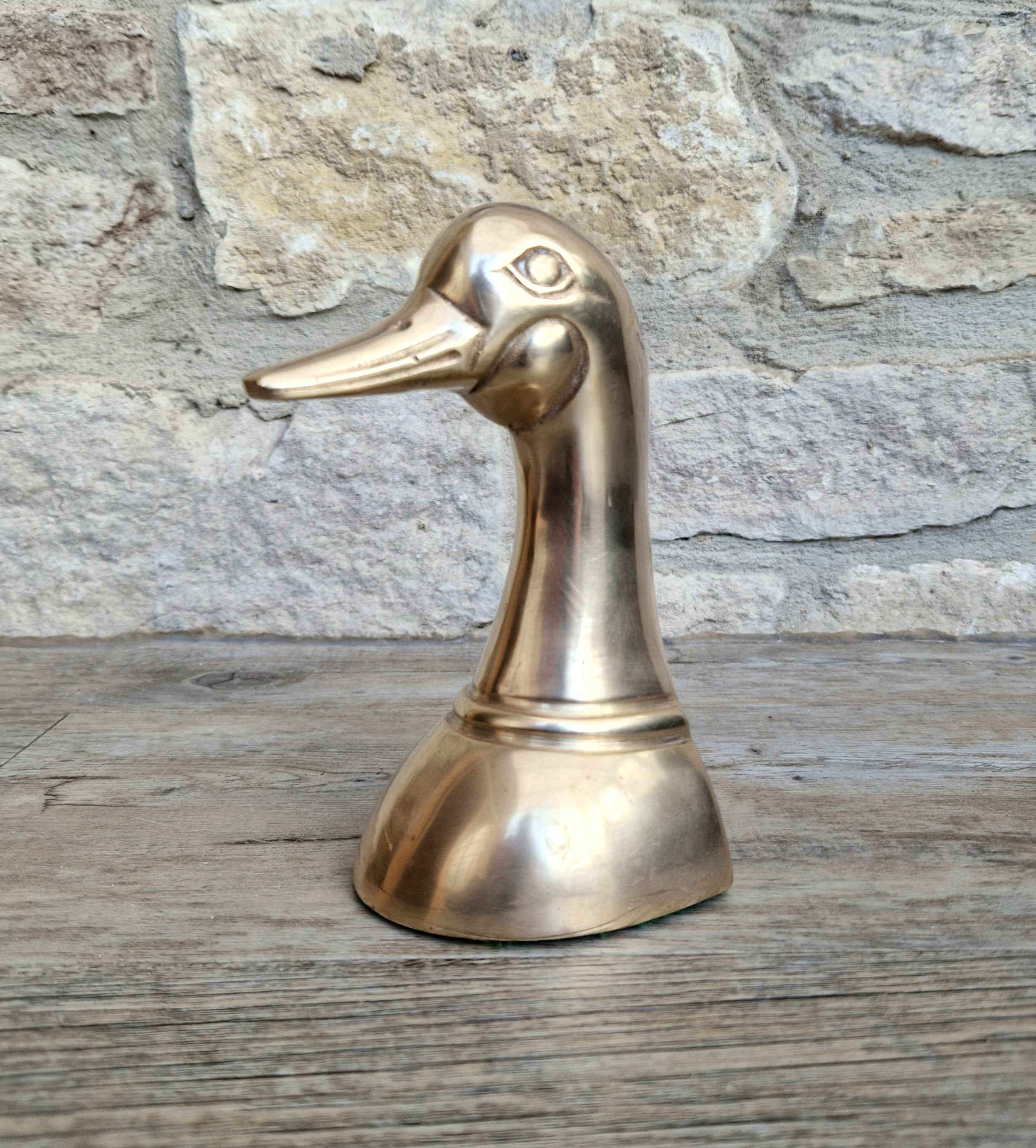 1950s Brass Duck Head Figurine Single Brass Duck Bookend Ornament