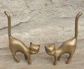 Mid-Century Solid Brass Cat Figurines: Pair of Cat Ornaments
