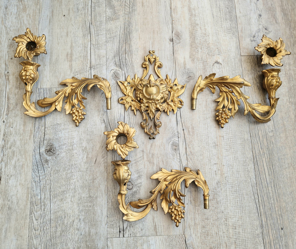 A Single French Louis XV Style Gilt Bronze 3 Branch Applique Sconce c.1900