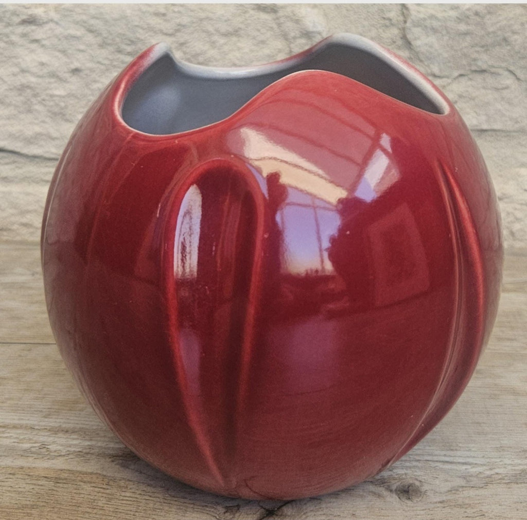 Vintage Art Deco Style Globe Vase Cerise Tulip Vase Made in England
