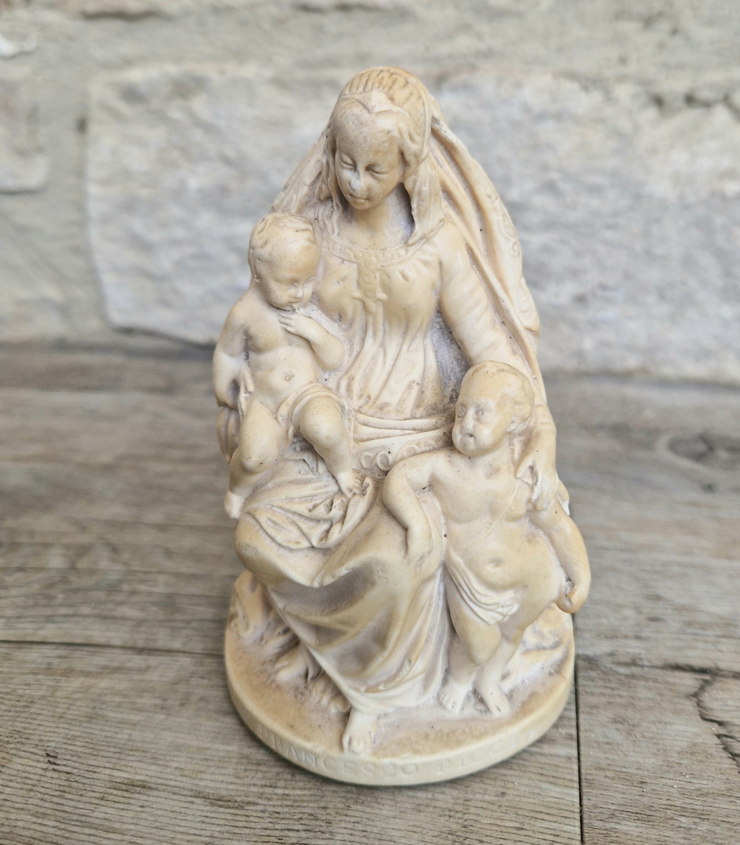 19th Century Antique Meerschaum Figurine Madonna & Child, St John Cherub. Hand-Carved Italian Grand Tour.