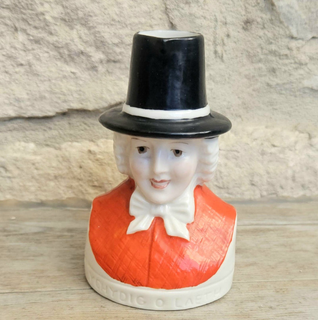 Antique Milk Jug Welsh Lady Head Ceramic WH Goss Ychydig O Laeth Edwardian 10cm